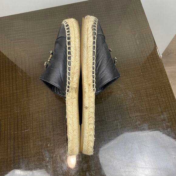 Chanel CC Logo Leather Cap Toe Espadrilles Mules Women's 40 - Picture 6 of 11